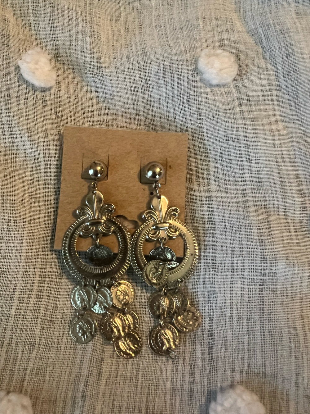 Gold Dangle Coin Hoop Earrings - Women Jewelry